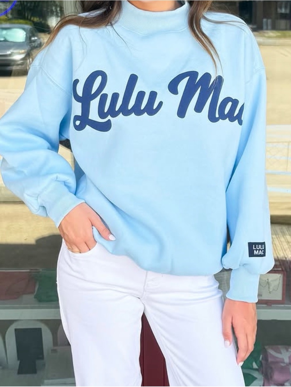 NWT Blue Lulu Mac Mock Neck Sweatshirt